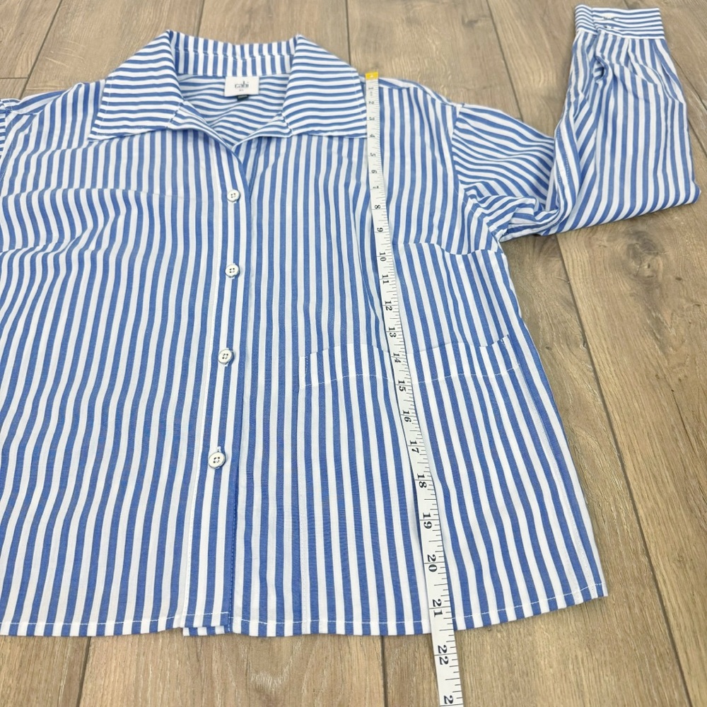 CAbi 6085 Prep School Blue Stripe Button Up Shirt Size XS EUC! - Picture 11 of 13